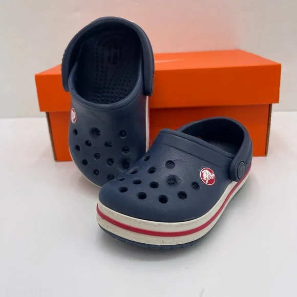 CROCS Kids Navy Blue Slippers - Picture 15 of 16